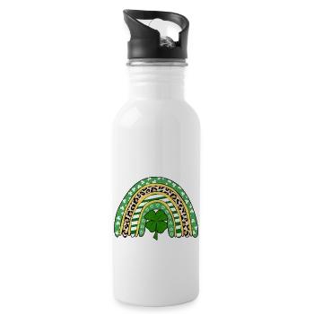 Happy St. Patrick's Day Saint Patrick Ireland Irish - Water bottle with straw - white - Right
