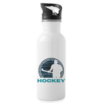 hockey field hockey player hockey zone - Water bottle with straw - white - Right