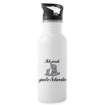 Große Schwester - Trinkflasche mit integriertem Trinkhalm - Weiß - Rechts