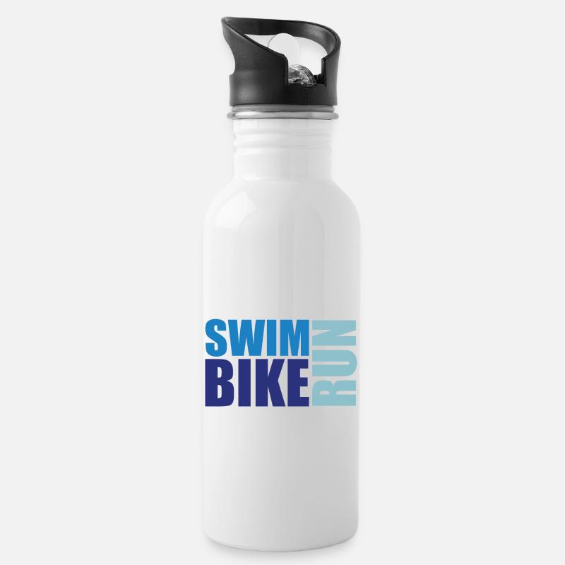 Triathlon Natation Course à pied Cyclisme Sport - Gourde avec paille intégrée - blanc