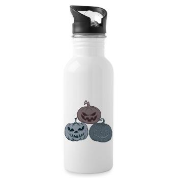 Jack o lantern Kürbis Gesichter für Halloween 2022 - Trinkflasche mit integriertem Trinkhalm - Weiß - Rechts