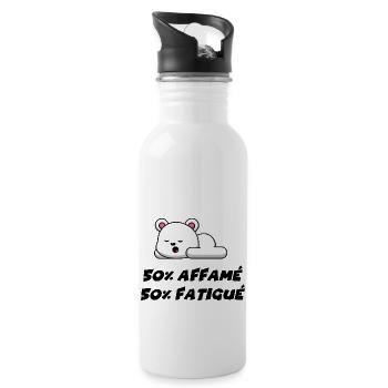 50% affamé 50% fatigué - Gourde avec paille intégrée - blanc - Droite
