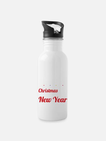 6 Voici un Noël moche et une nouvelle année merdique - Gourde avec paille intégrée - blanc