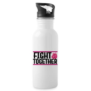 fight together. fight together, cancer. - Water bottle with straw - white - Right