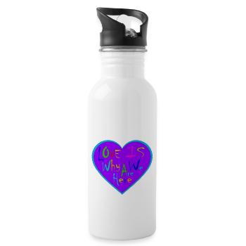 Cœur Love is - Gourde avec paille intégrée - blanc - Droite
