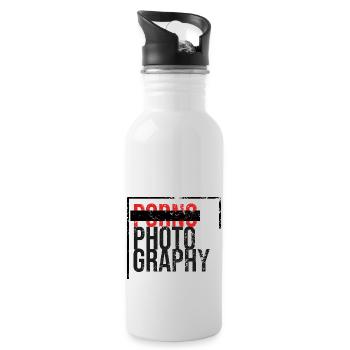 Pornography ehm Photography - No Porn - Trinkflasche mit integriertem Trinkhalm - Weiß - Rechts