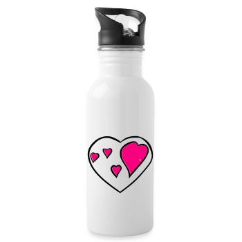 Heart Symbol Love Cute Hearts Pink Drawing Vector - Water bottle with straw - white - Right