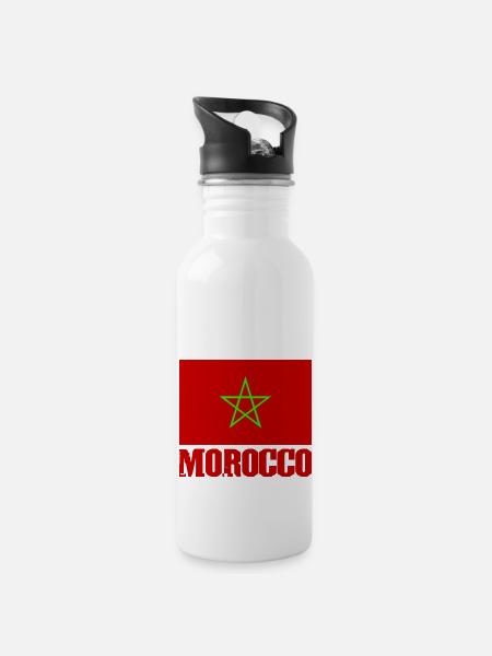Morocco - Trinkflasche mit integriertem Trinkhalm - Weiß