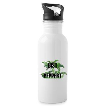 Bist deppert - Trinkflasche mit integriertem Trinkhalm - Weiß - Rechts