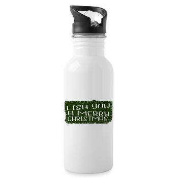 fun fish hook carolina fish under the tree - Water bottle with straw - white - Right