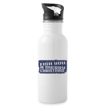 Santa Funny Sayings Adorable Dinosaur Tshirt - Water bottle with straw - white - Right