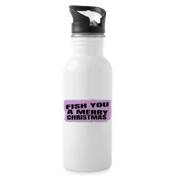angling adorable cute comic happy bubaprints funny - Trinkflasche mit integriertem Trinkhalm - Weiß - Rechts