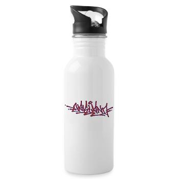 Oakland Graffiti Tag Handstyle - Trinkflasche mit integriertem Trinkhalm - Weiß - Rechts