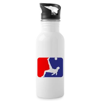 Fallrückzieher Fußball Kicker Soccer WM - Trinkflasche mit integriertem Trinkhalm - Weiß - Rechts