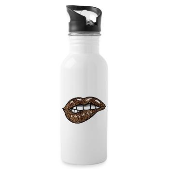 Leopard Lips - Water bottle with straw - white - Right