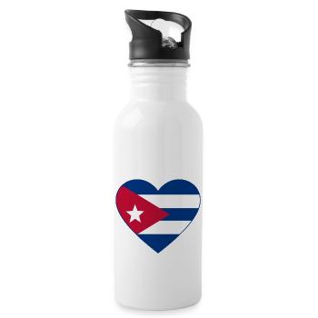 Cœur de drapeau de Cuba - Gourde avec paille intégrée - blanc - Droite