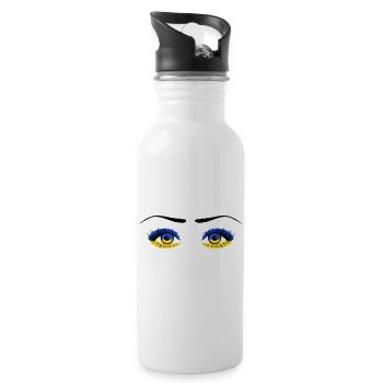 Ukraine Eye Solidarity - Water bottle with straw - white - Right