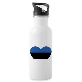 Estonia Flag Heart - Water bottle with straw - white - Right