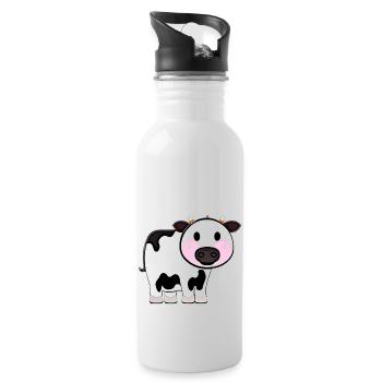cow cute animal farm animals funny cows new 19 - Water bottle with straw - white - Right