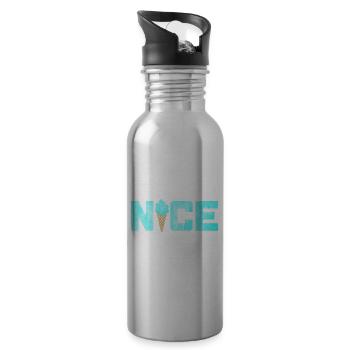 Nice Eis Icecream Eiscreme Sommer Urlaub Fun Fan - Trinkflasche mit integriertem Trinkhalm - Lightsilver - Rechts