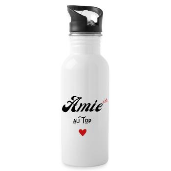 amie au top idée cadeau - Gourde avec paille intégrée - blanc - Droite