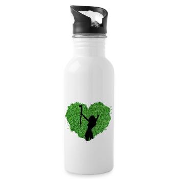 Hockey Feldhockey Hockeygirl Kunstrasen Hockeylove - Trinkflasche mit integriertem Trinkhalm - Weiß - Rechts