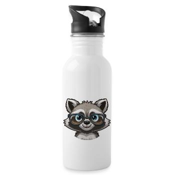 Mignon raton laveur mignon avec des lunettes - Gourde avec paille intégrée - blanc - Droite