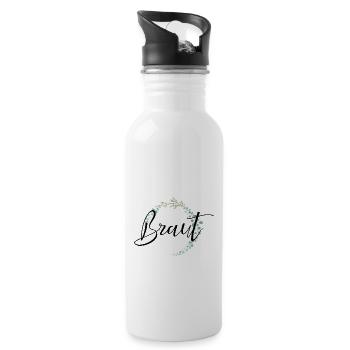 Braut Design Aufschrift für Hochzeit - Trinkflasche mit integriertem Trinkhalm - Weiß - Rechts