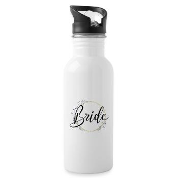 Bride Schriftzug mit schöner Umrandung - Trinkflasche mit integriertem Trinkhalm - Weiß - Rechts