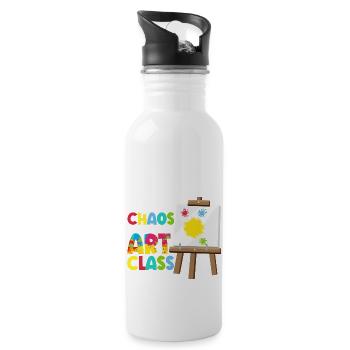 Some Call It Chaos We Call It Art Class Art Teache - Water bottle with straw - white - Right