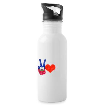 Haiti Haitianer Stolz Flagge Flaggentag I Geschenk - Trinkflasche mit integriertem Trinkhalm - Weiß - Rechts