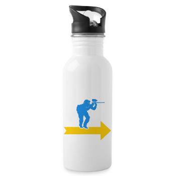 Paintball Gotcha Paintballspieler Markierer - Trinkflasche mit integriertem Trinkhalm - Weiß - Rechts