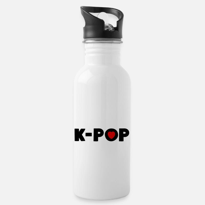 K-Pop Korean Pop Music Lover - Trinkflasche mit integriertem Trinkhalm - Weiß
