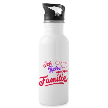 Ich liebe meine Familie - Trinkflasche mit integriertem Trinkhalm - Weiß - Rechts