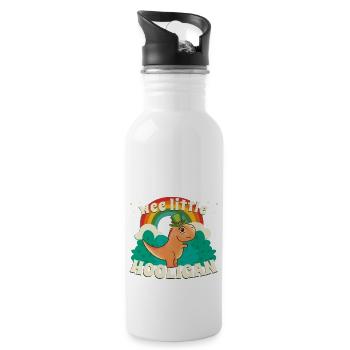 KLEINER HOOLIGAN Dinosaurier Kinder St Patrick s - Trinkflasche mit integriertem Trinkhalm - Weiß - Rechts