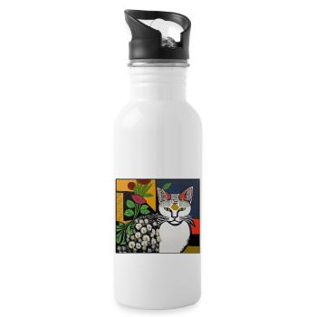 katzen 013red - Trinkflasche mit integriertem Trinkhalm - Weiß - Rechts