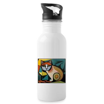 katzen 010red - Trinkflasche mit integriertem Trinkhalm - Weiß - Rechts