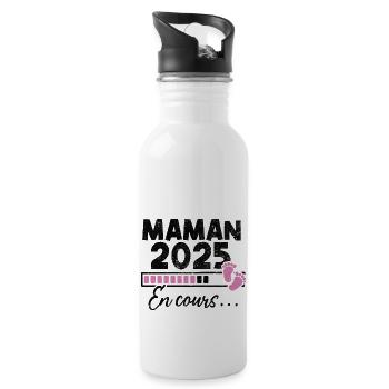 Maman 2025 En Cours - Gourde avec paille intégrée - blanc - Droite
