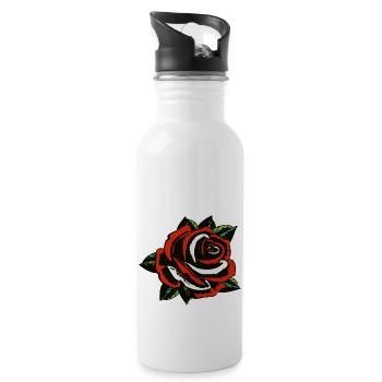 pink flower leaf 200323 A - Water bottle with straw - white - Right