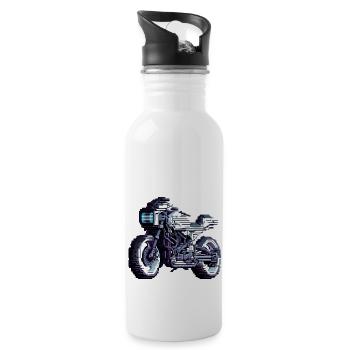 Motorcycle in Retro Video Games Graphics of the 90s - Water bottle with straw - white - Right