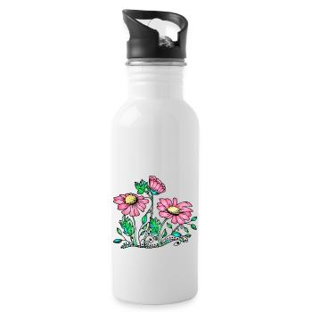 Fleur - Gourde avec paille intégrée - blanc - Droite