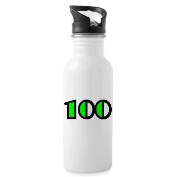100 ANS. 100e ANNIVERSAIRE. ANNIVERSAIRE 100 ANS - Gourde avec paille intégrée - blanc - Droite