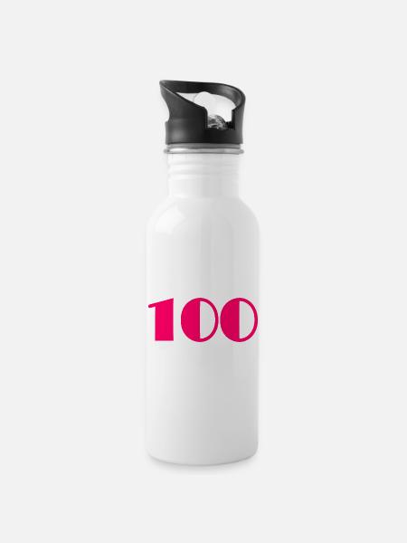 100. 100 ANS. 100e ANNIVERSAIRE. ANNIVERSAIRE - Gourde avec paille intégrée - blanc