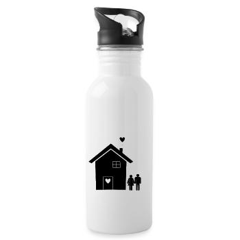 Relocation House Construction Partnership House Remodeling - Water bottle with straw - white - Right