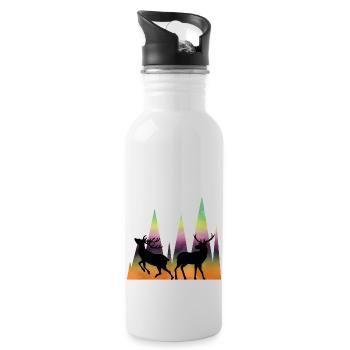 Hirsch - Trinkflasche mit integriertem Trinkhalm - Weiß - Rechts