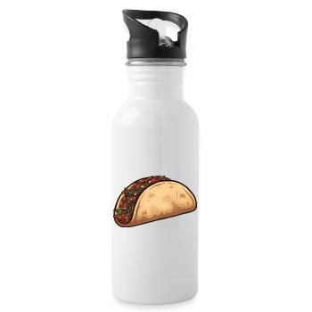 Cartoon Taco - Water bottle with straw - white - Right