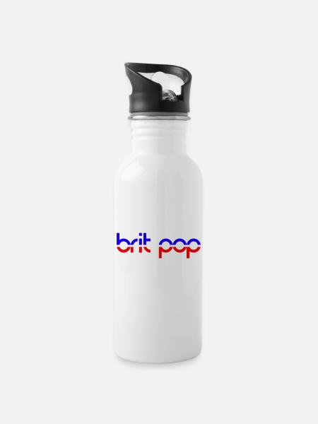 BRIT POP - Water bottle with straw - white
