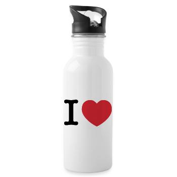 I Love | Love | I Heart - Water bottle with straw - white - Right