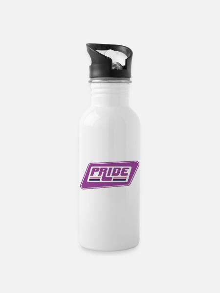 Pride Gender Fluid - Trinkflasche mit integriertem Trinkhalm - Weiß