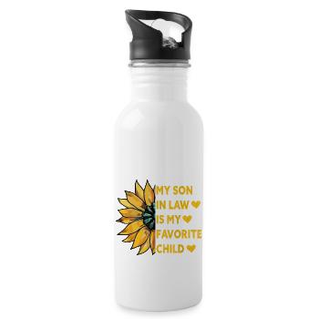 Mein Schwiegersohn ist mein Lieblingskind Sonnenblume - Trinkflasche mit integriertem Trinkhalm - Weiß - Rechts